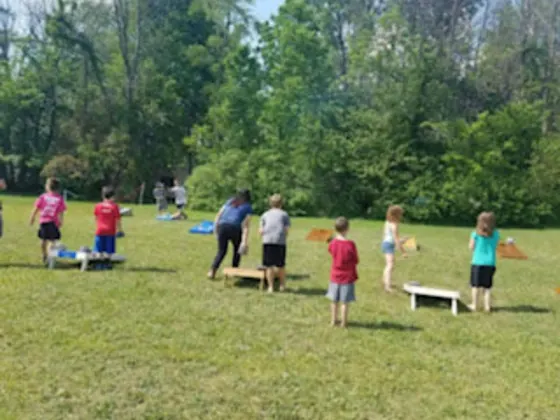 Corn hole on the lawn