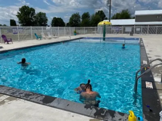 Campers swimming in the Pla-More pool